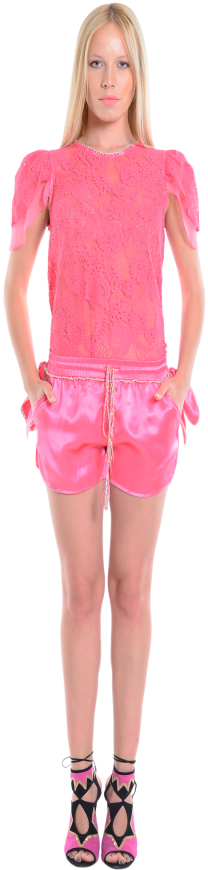 carla pink silk shorts