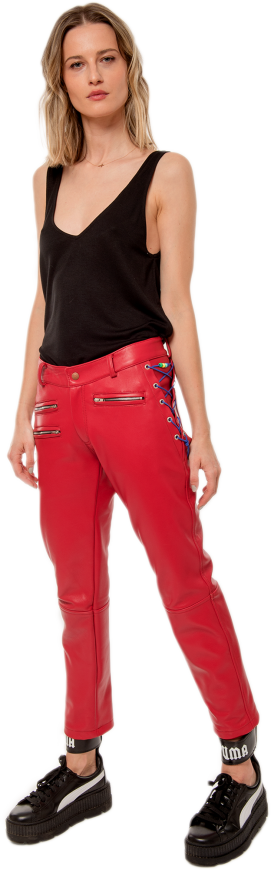 marlowe red leather pants